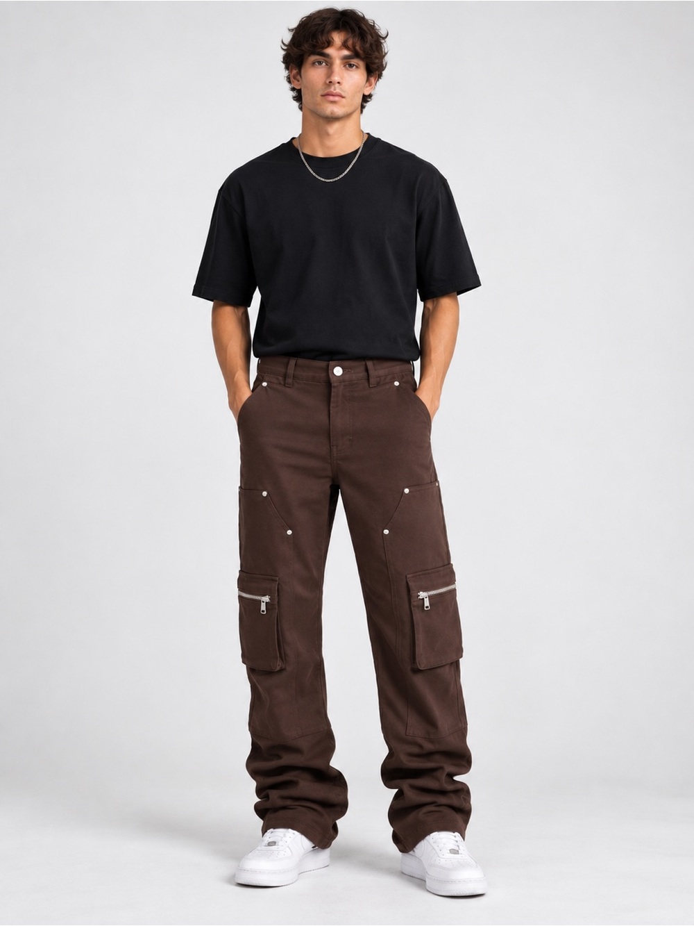Genuine Authentic Men’s Brown Stacked Cargo Pants 30/32 Small Y2K Streetwear
